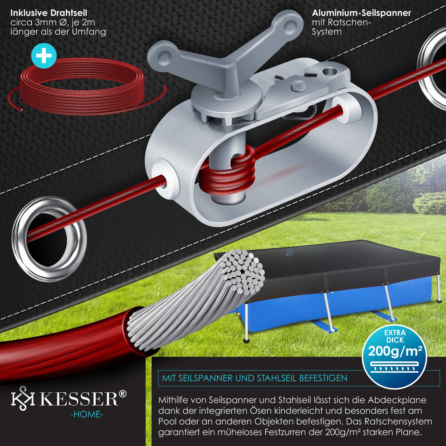 KESSER® Solar Poolabdeckung Pool Abdeckplane Abdeckung Solar Plane Solarfolie