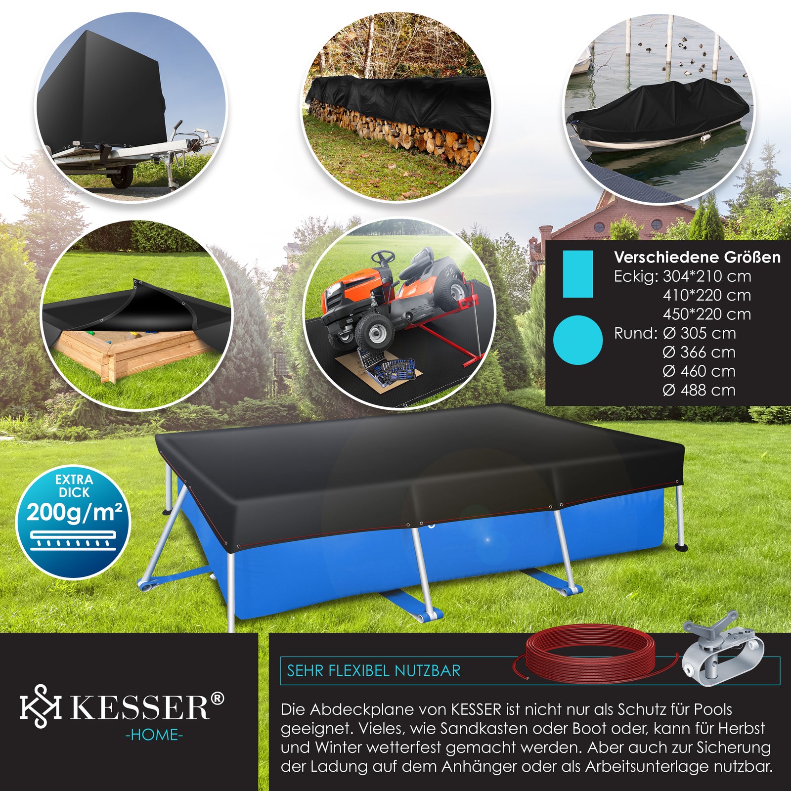 KESSER® Solar Poolabdeckung Pool Abdeckplane Abdeckung Solar Plane Solarfolie