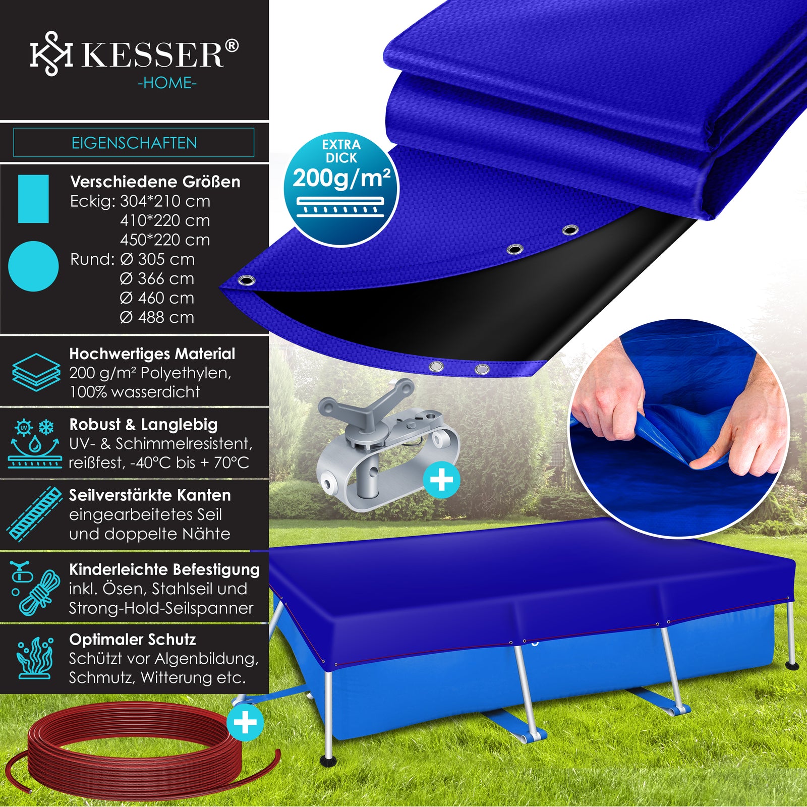 KESSER® Solar Poolabdeckung Pool Abdeckplane Abdeckung Solar Plane Solarfolie