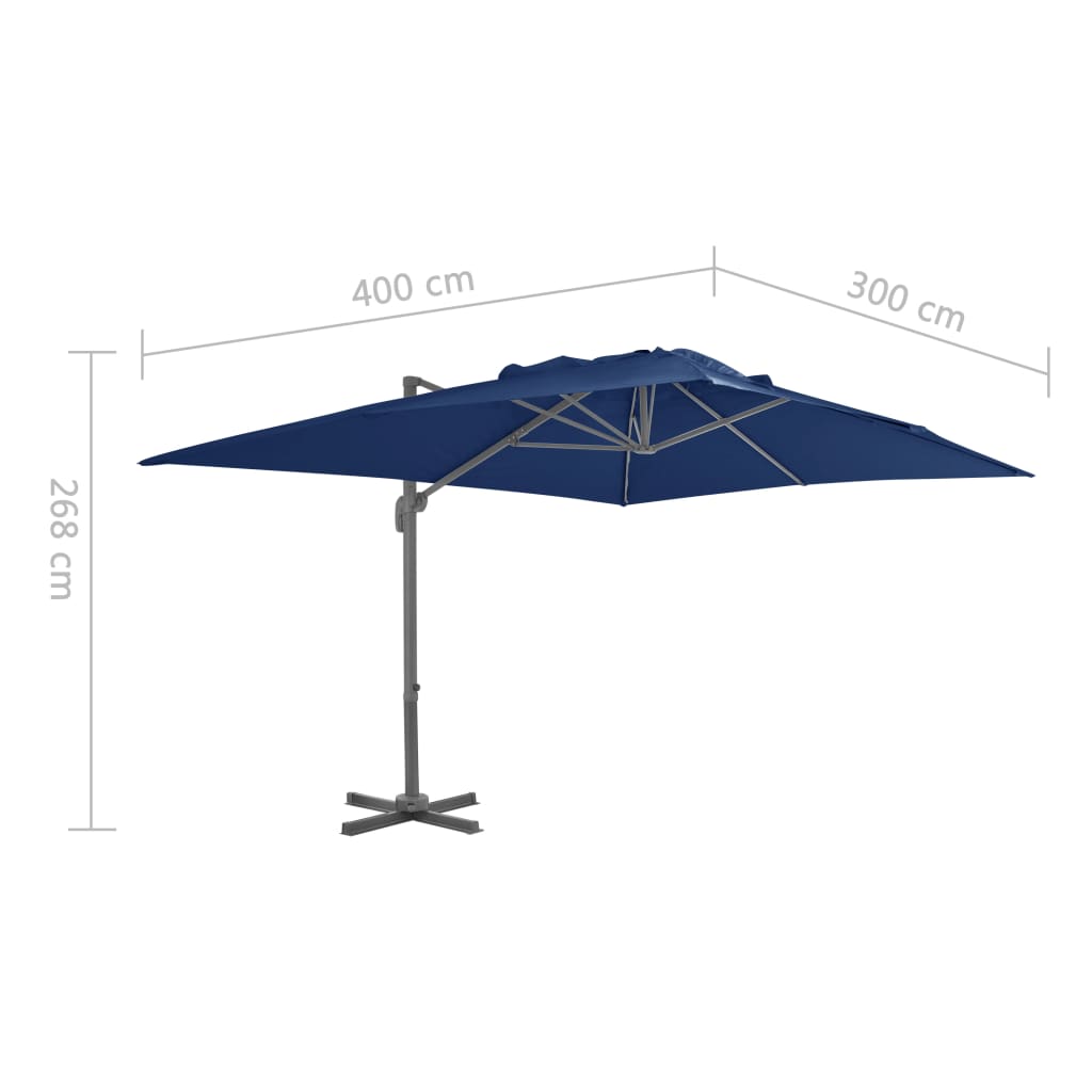 Ampelschirm Mit Aluminium-Mast 4X3 M Azurblau