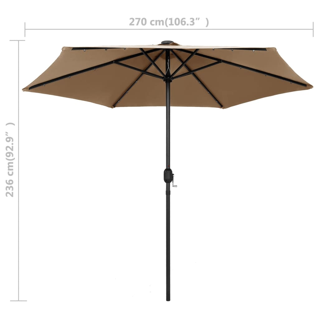 Sonnenschirm Mit Led-Beleuchtung Und Alu-Mast 270 Cm