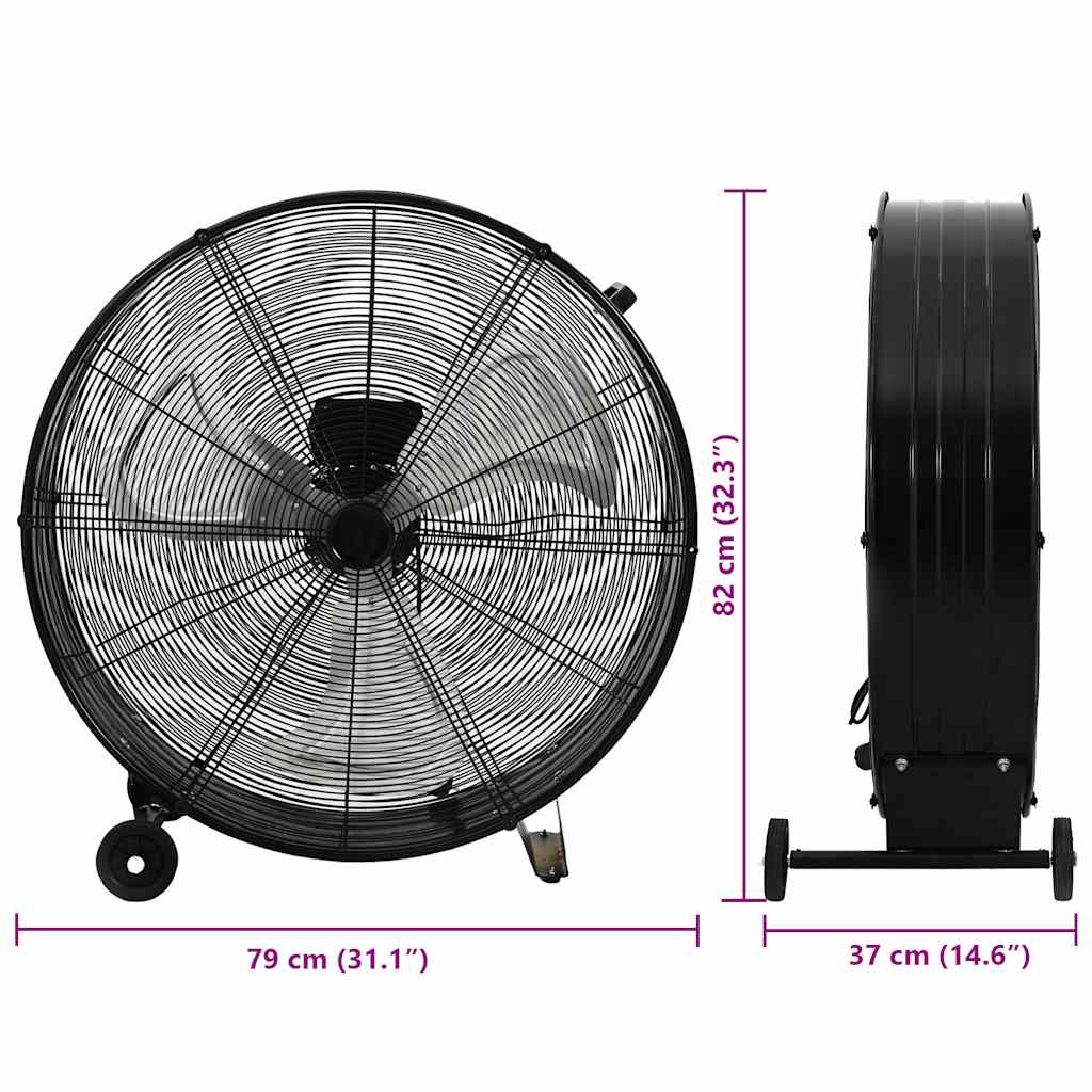 Trommelventilator Industriell 77 Cm 187,7 W Schwarz