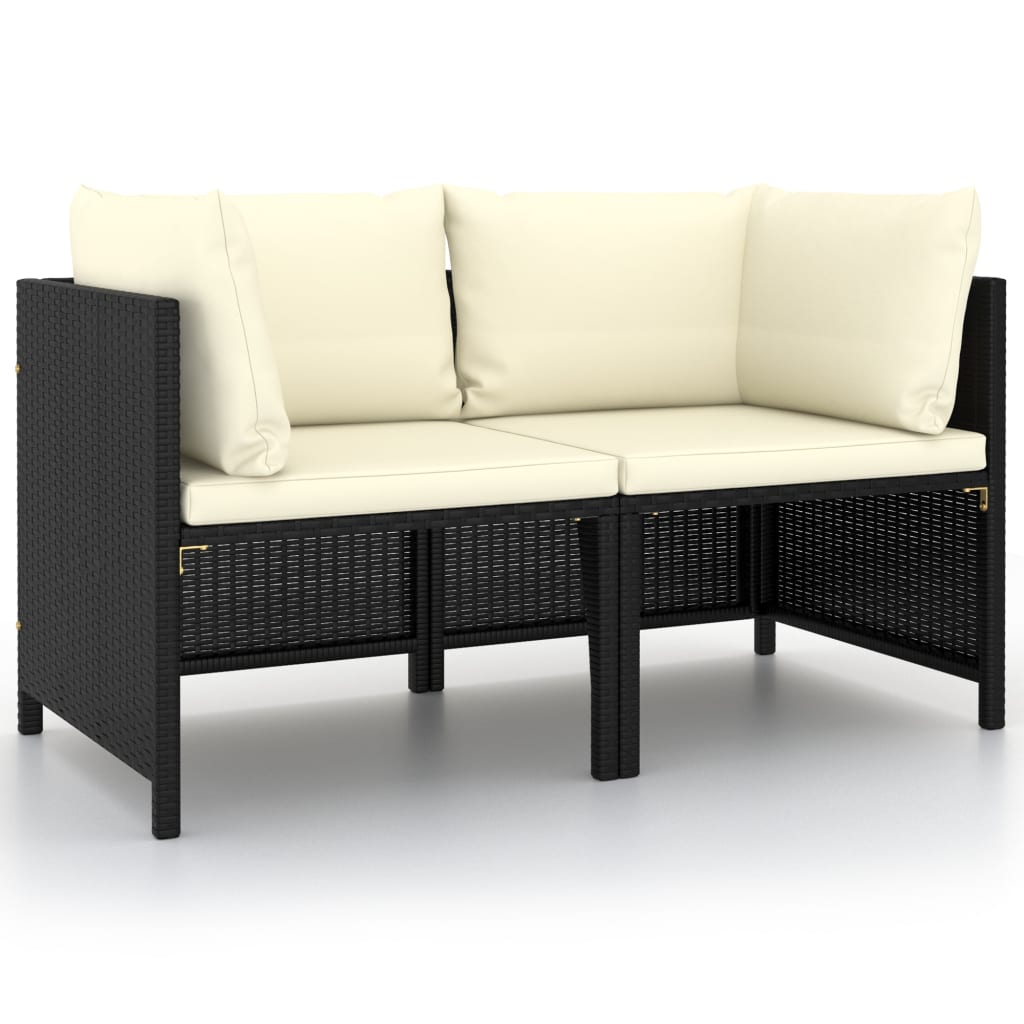 5-Tlg. Garten-Sofagarnitur Mit Auflagen Poly Rattan Schwarz