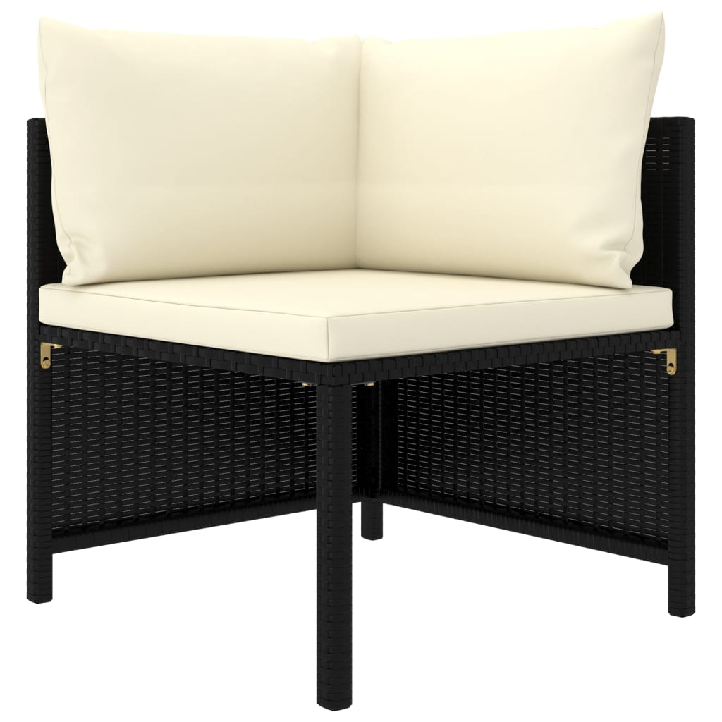5-Tlg. Garten-Sofagarnitur Mit Auflagen Poly Rattan Schwarz