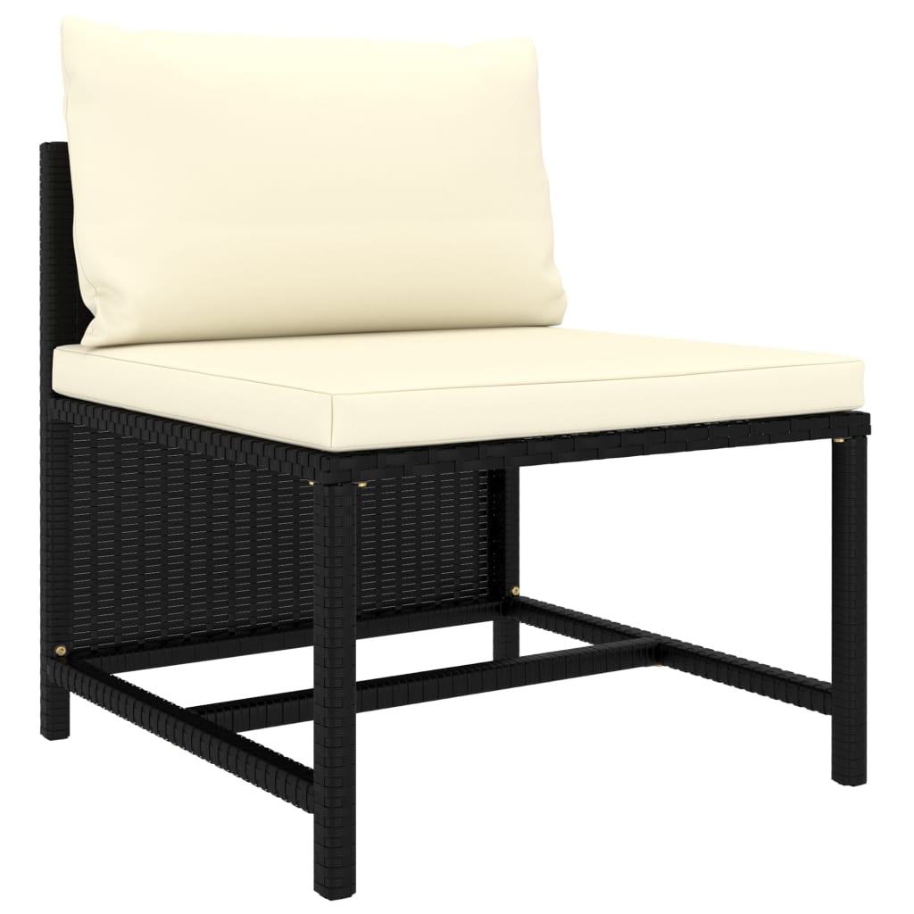 5-Tlg. Garten-Sofagarnitur Mit Auflagen Poly Rattan Schwarz