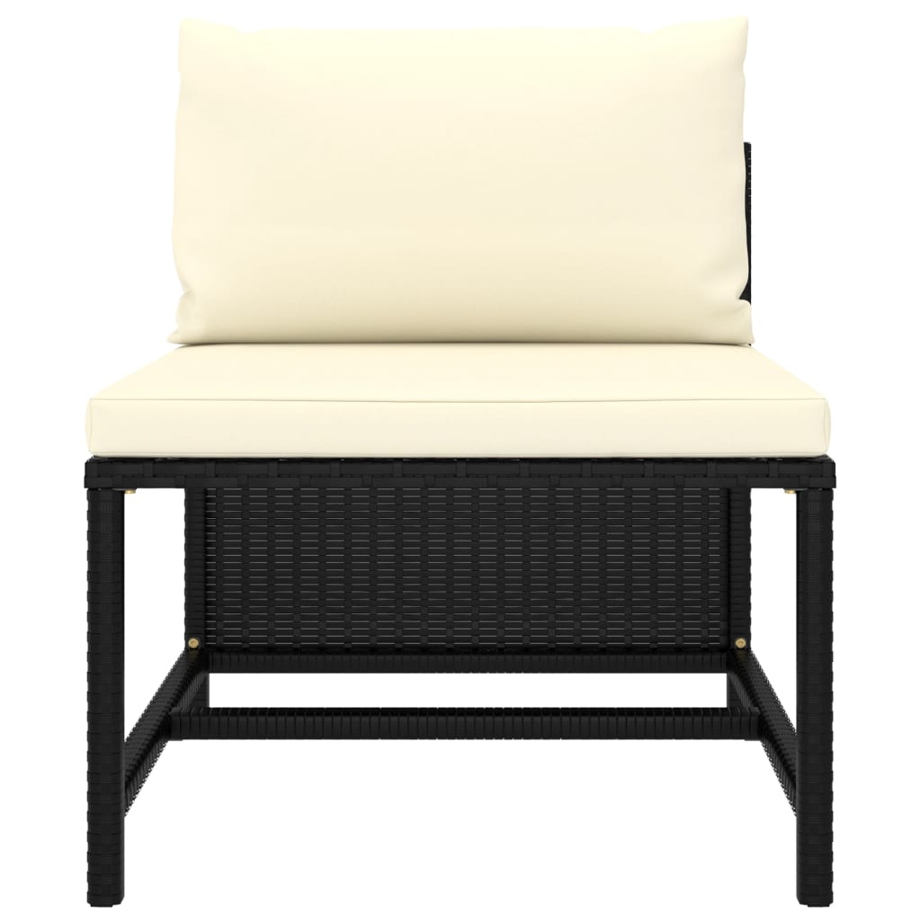 5-Tlg. Garten-Sofagarnitur Mit Auflagen Poly Rattan Schwarz