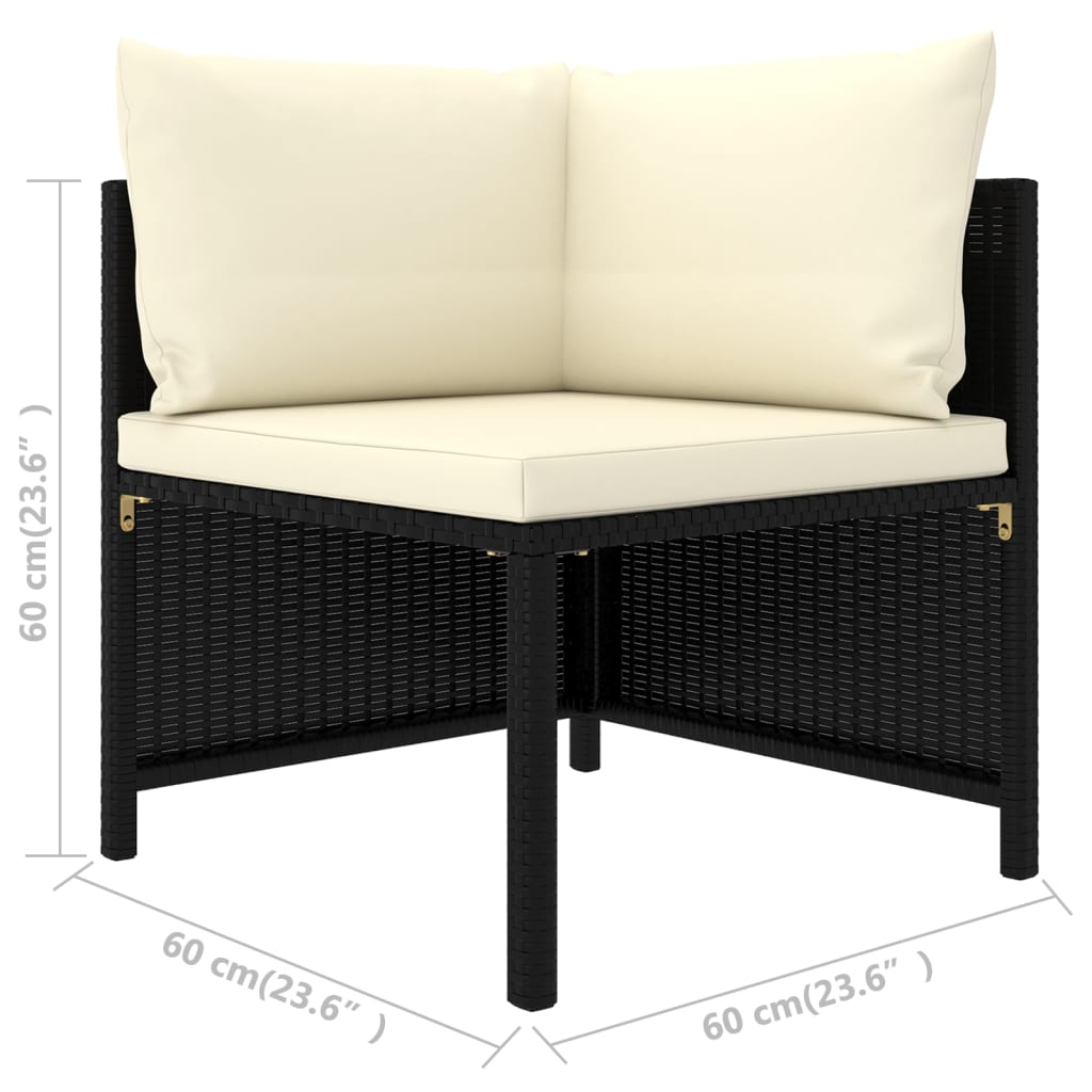 5-Tlg. Garten-Sofagarnitur Mit Auflagen Poly Rattan Schwarz