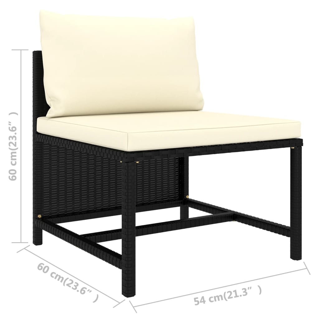 5-Tlg. Garten-Sofagarnitur Mit Auflagen Poly Rattan Schwarz