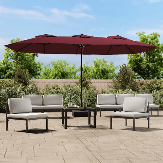 Doppel-Sonnenschirm Mit Led-Leuchten Bordeaux 449X265 Cm