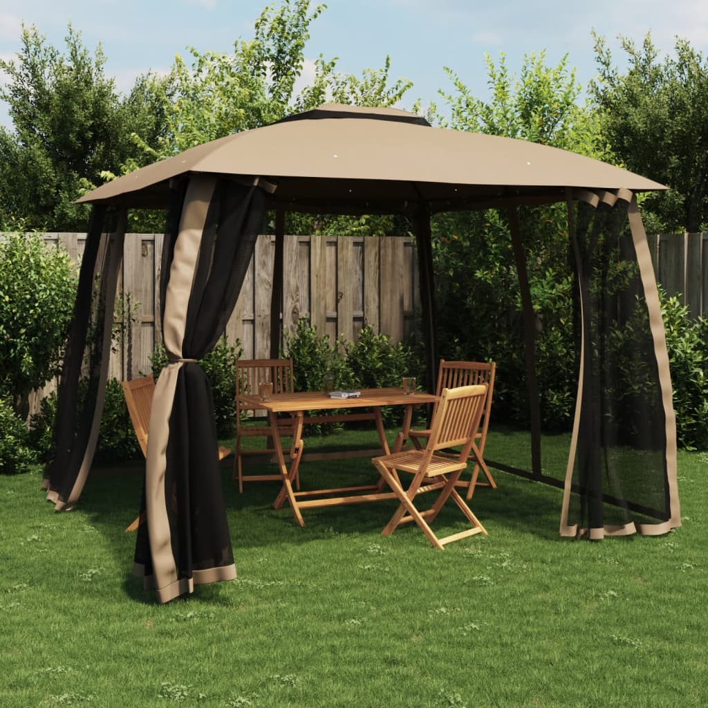 Pavillon Mit Doppeldach & Netzwänden 3,93X2,93 M Stahl