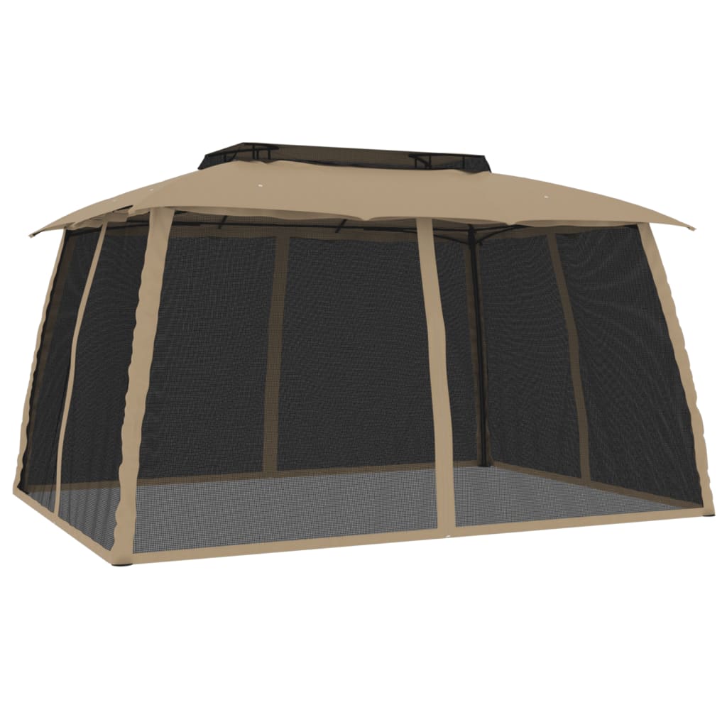 Pavillon Mit Doppeldach & Netzwänden 3,93X2,93 M Stahl