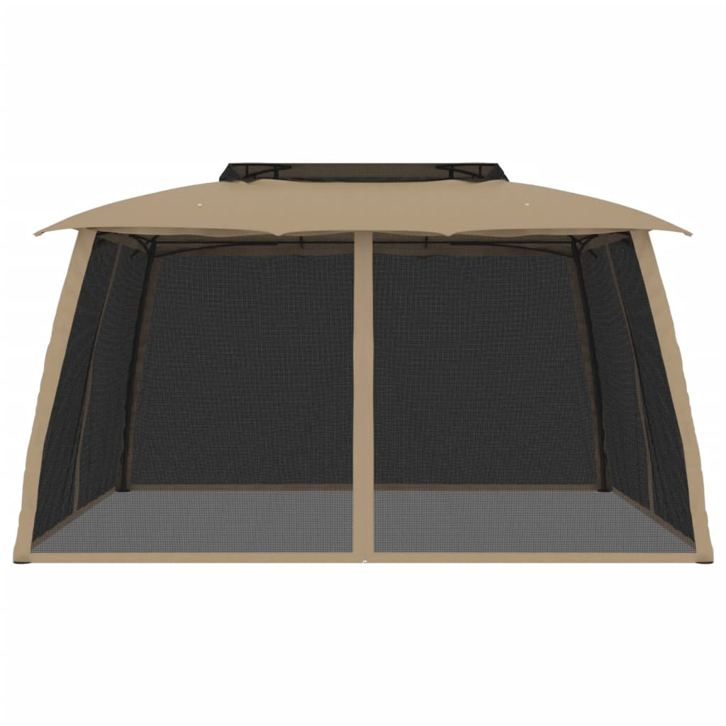 Pavillon Mit Doppeldach & Netzwänden 3,93X2,93 M Stahl