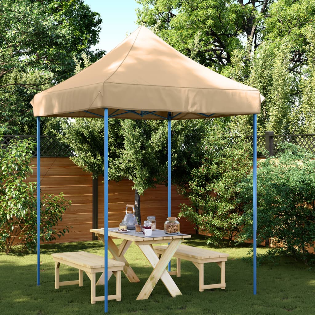 Partyzelt Faltbar Pop-Up Mit 4 Seitenteilen Beige