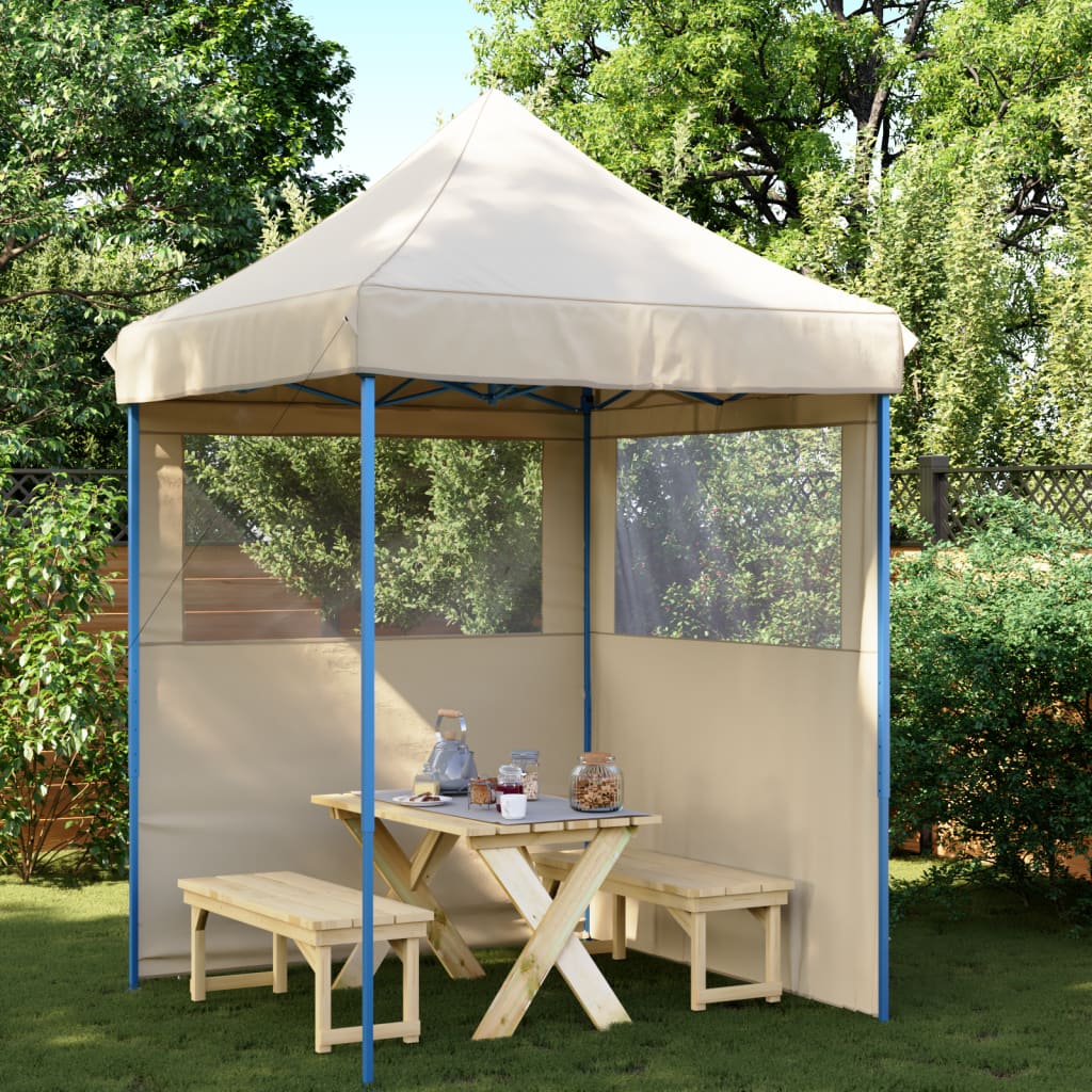 Partyzelt Faltbar Pop-Up Mit 4 Seitenteilen Beige