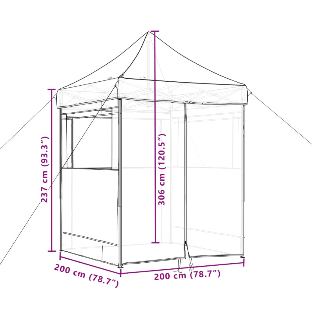 Partyzelt Faltbar Pop-Up Mit 4 Seitenteilen Beige