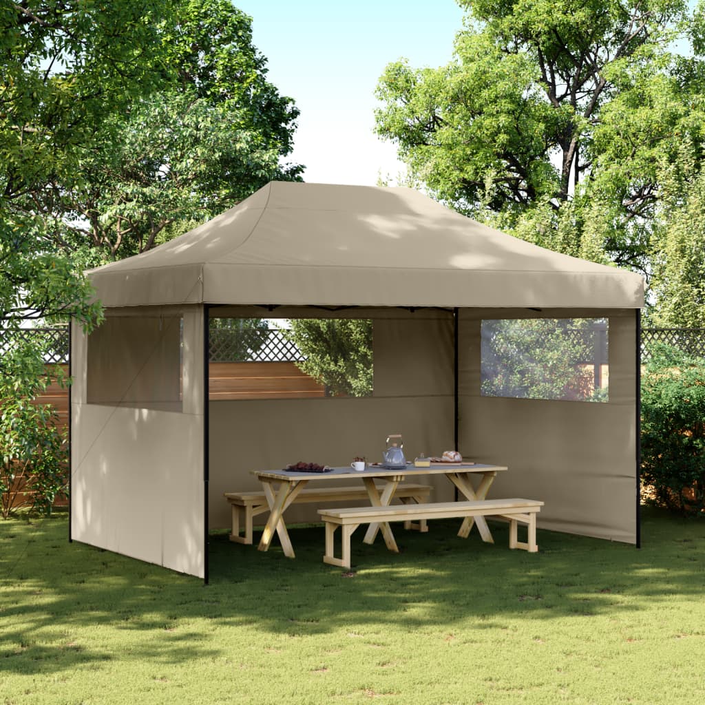 Partyzelt Faltbar Pop-Up Mit 4 Seitenteilen Taupe