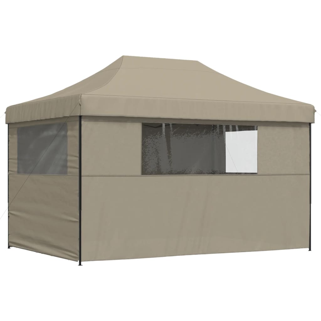 Partyzelt Faltbar Pop-Up Mit 4 Seitenteilen Taupe