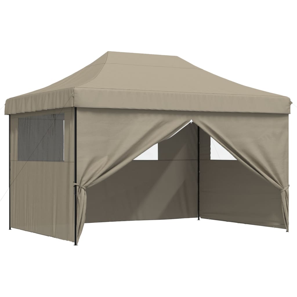 Partyzelt Faltbar Pop-Up Mit 4 Seitenteilen Taupe