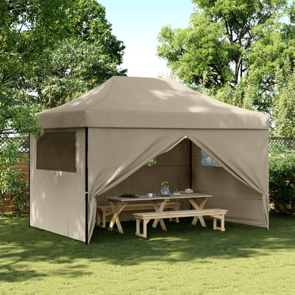Partyzelt Faltbar Pop-Up Mit 4 Seitenteilen Taupe