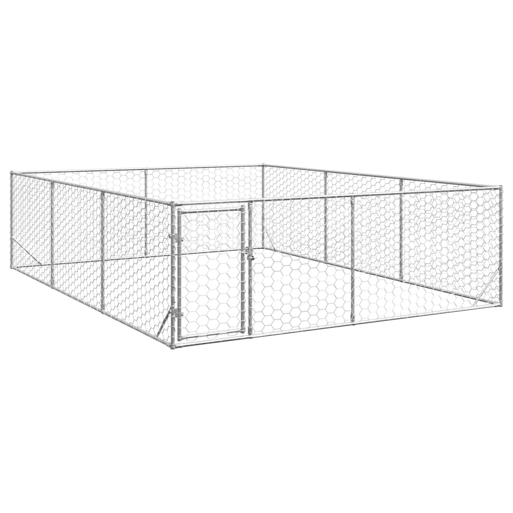 Outdoor-Hundezwinger Mit Tür Verzinkter Stahl
