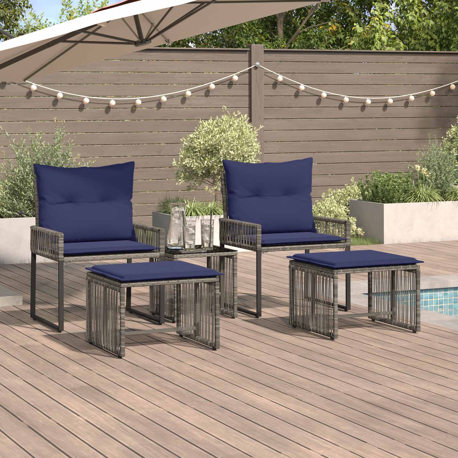 Gartenmöbel Set 7 Pcs Poly-Rattan