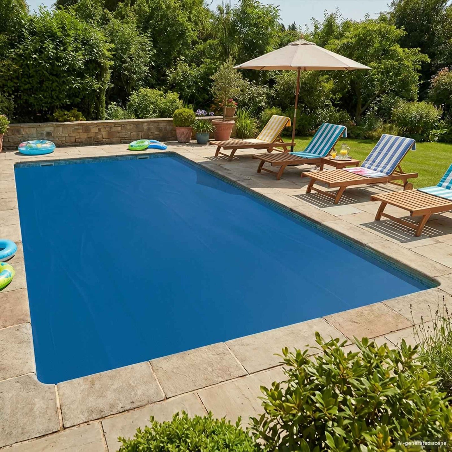 Rechteckige Poolabdeckung Pe Blau