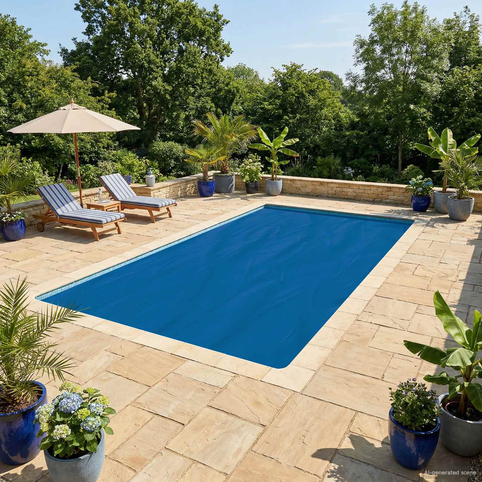 Rechteckige Poolabdeckung Pe Blau