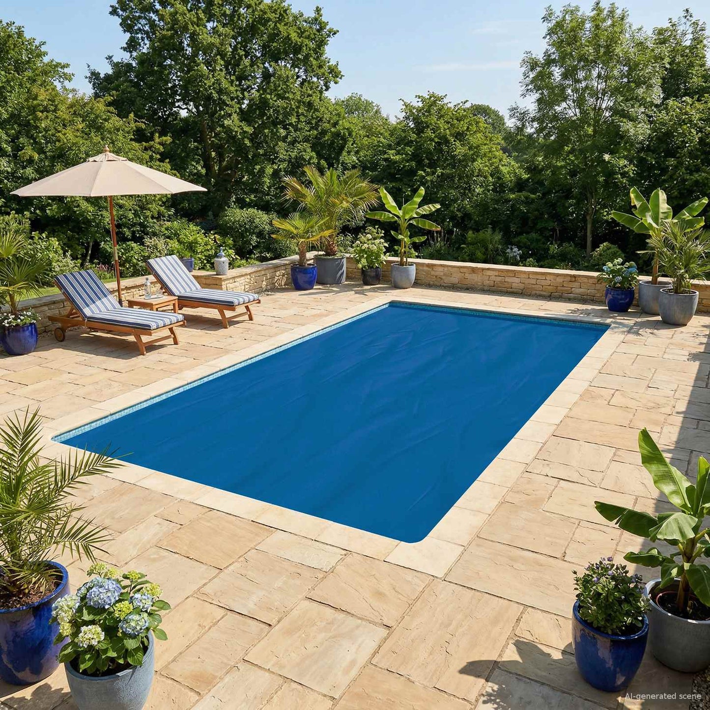 Rechteckige Poolabdeckung Pe Blau