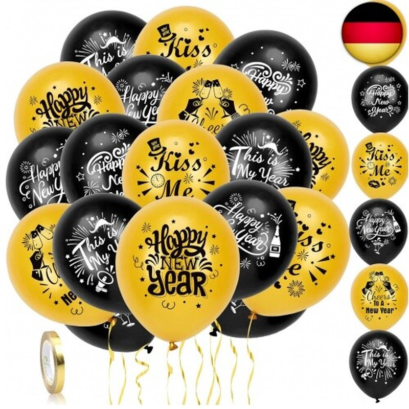 HOWAF Silvester Deko 2023 Dekoration Ballons Set, Neujahr Silvesterdeko,