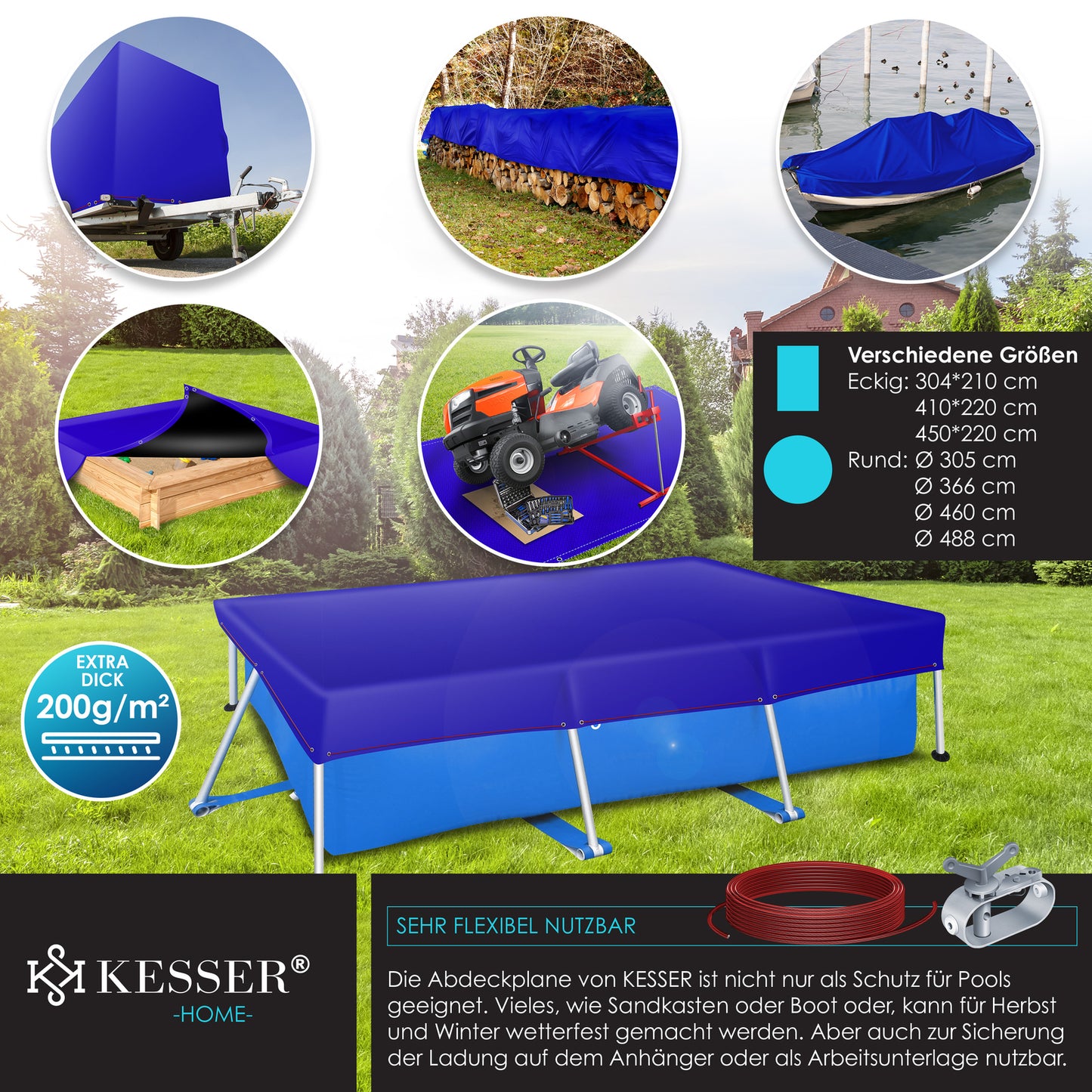 KESSER® Solar Poolabdeckung Pool Abdeckplane Abdeckung Solar Plane Solarfolie