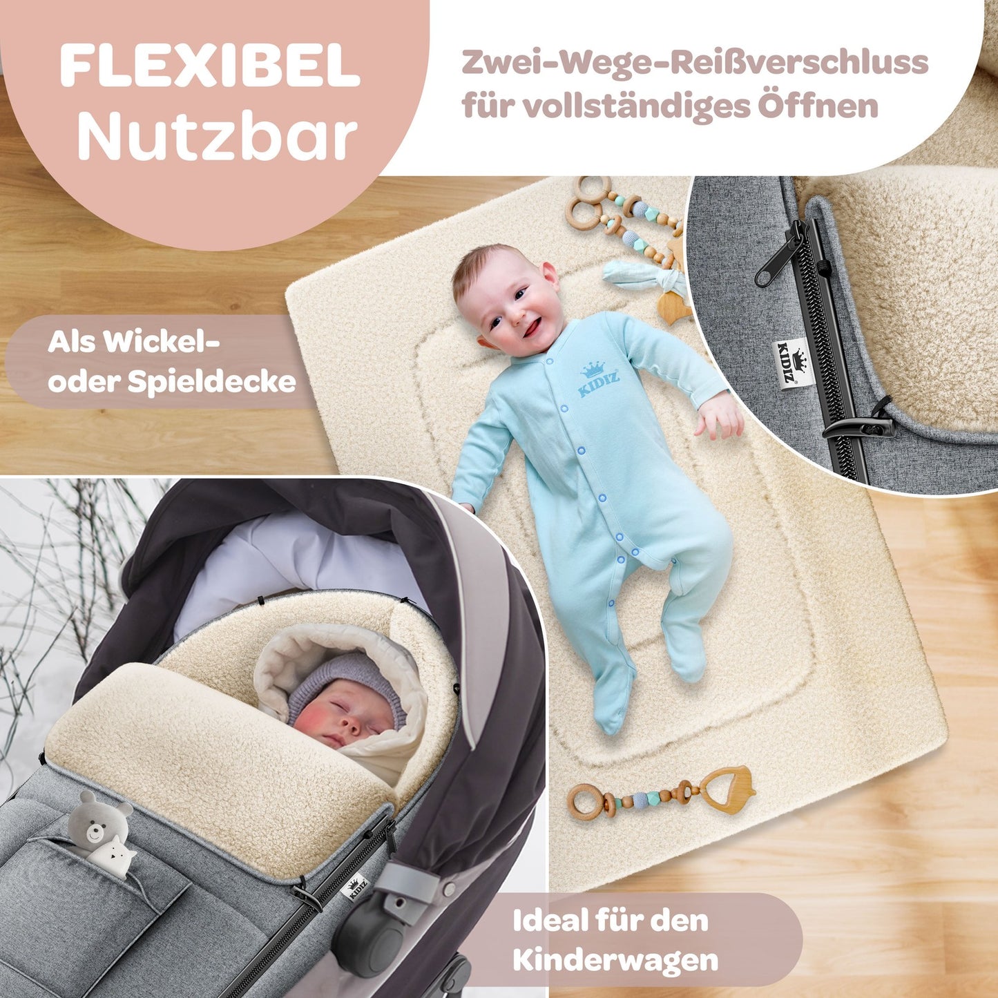 KIDIZ® Babyfußsack Baby Winterfußsack Kinderwagenfuß