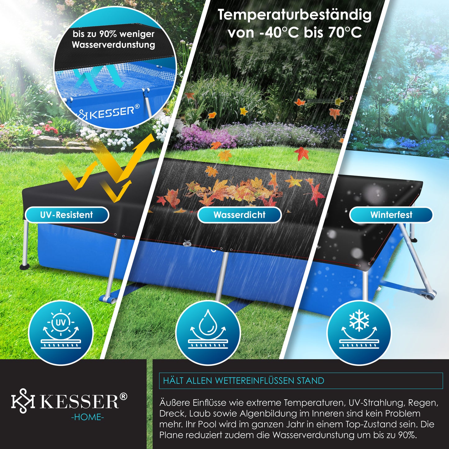 KESSER® Solar Poolabdeckung Pool Abdeckplane Abdeckung Solar Plane Solarfolie