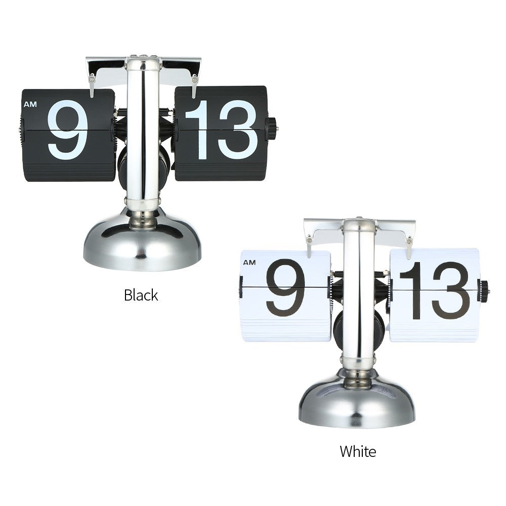 Flip Desk Clock Quiet Small Scale Table Clock Retro Style Digital Display Gear Operated Home Office Decor Quartz Clock