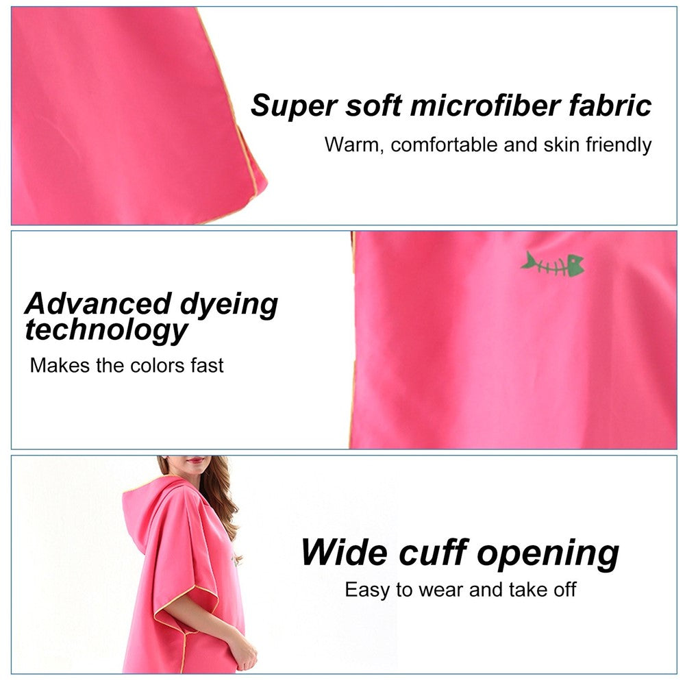 Surf Poncho Skin-Friendly Beach Poncho for Adults Changing Towel Quick-Dry Robe with Hood Microfiber Beach Blanket Bath Towel Swim Towel Wetsuit