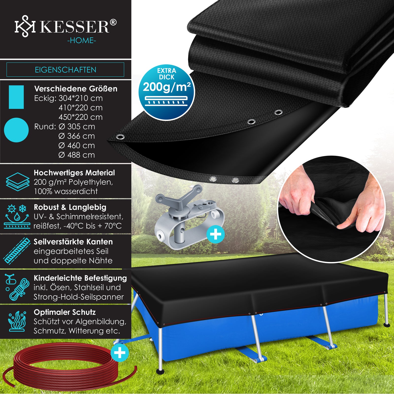 KESSER® Solar Poolabdeckung Pool Abdeckplane Abdeckung Solar Plane Solarfolie