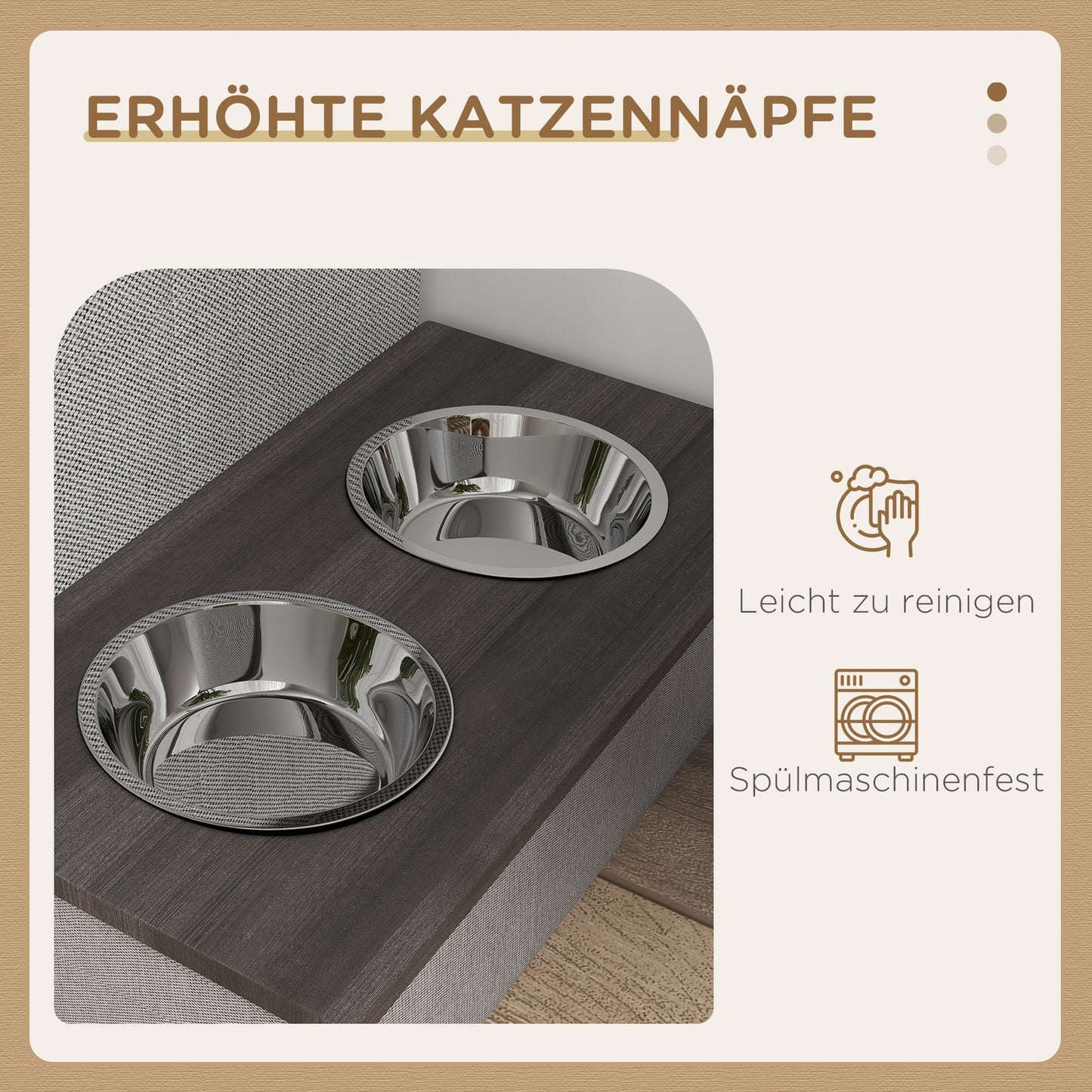 Pawhut Katzenhöhle, Katzenhaus, Katzenhütte Mit 2 Edelstahlnäpfe