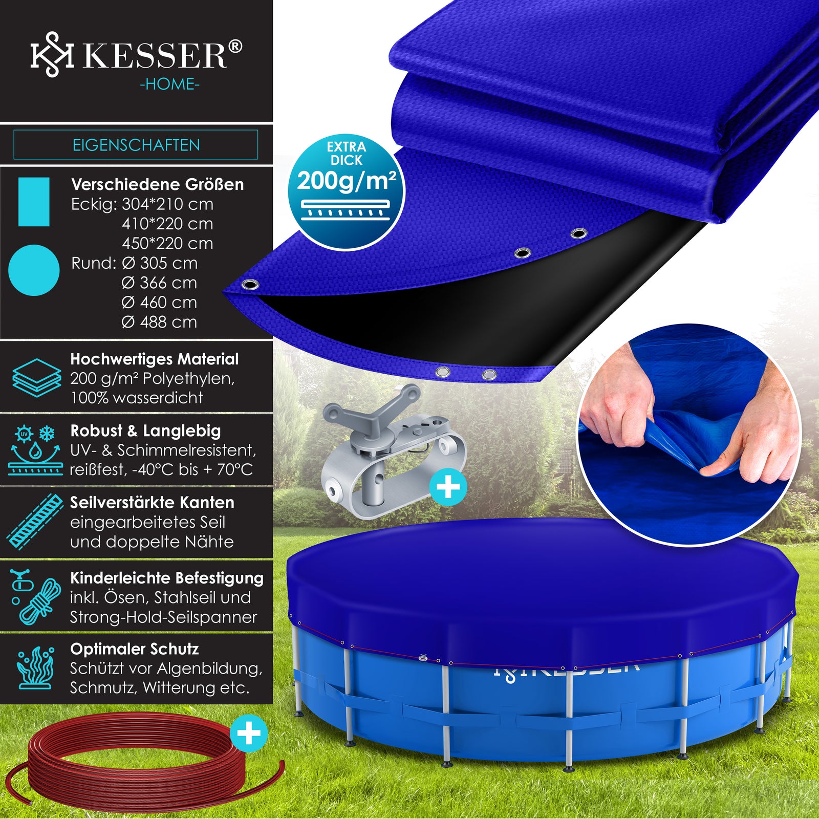 KESSER® Solar Poolabdeckung Pool Abdeckplane Abdeckung Solar Plane Solarfolie