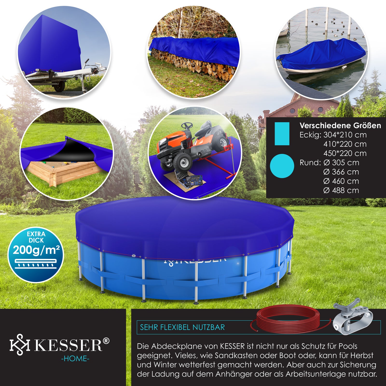 KESSER® Solar Poolabdeckung Pool Abdeckplane Abdeckung Solar Plane Solarfolie