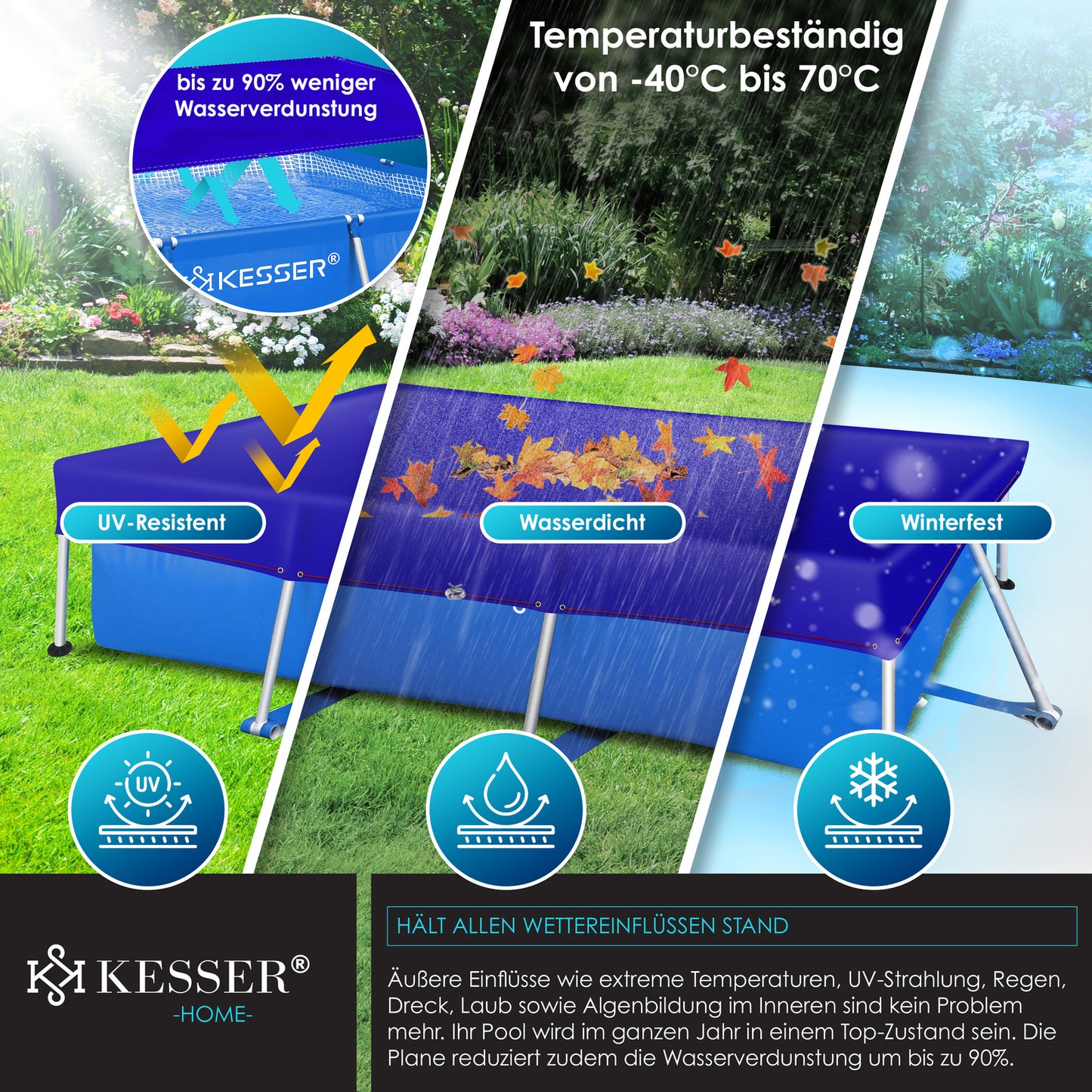 KESSER® Solar Poolabdeckung Pool Abdeckplane Abdeckung Solar Plane Solarfolie