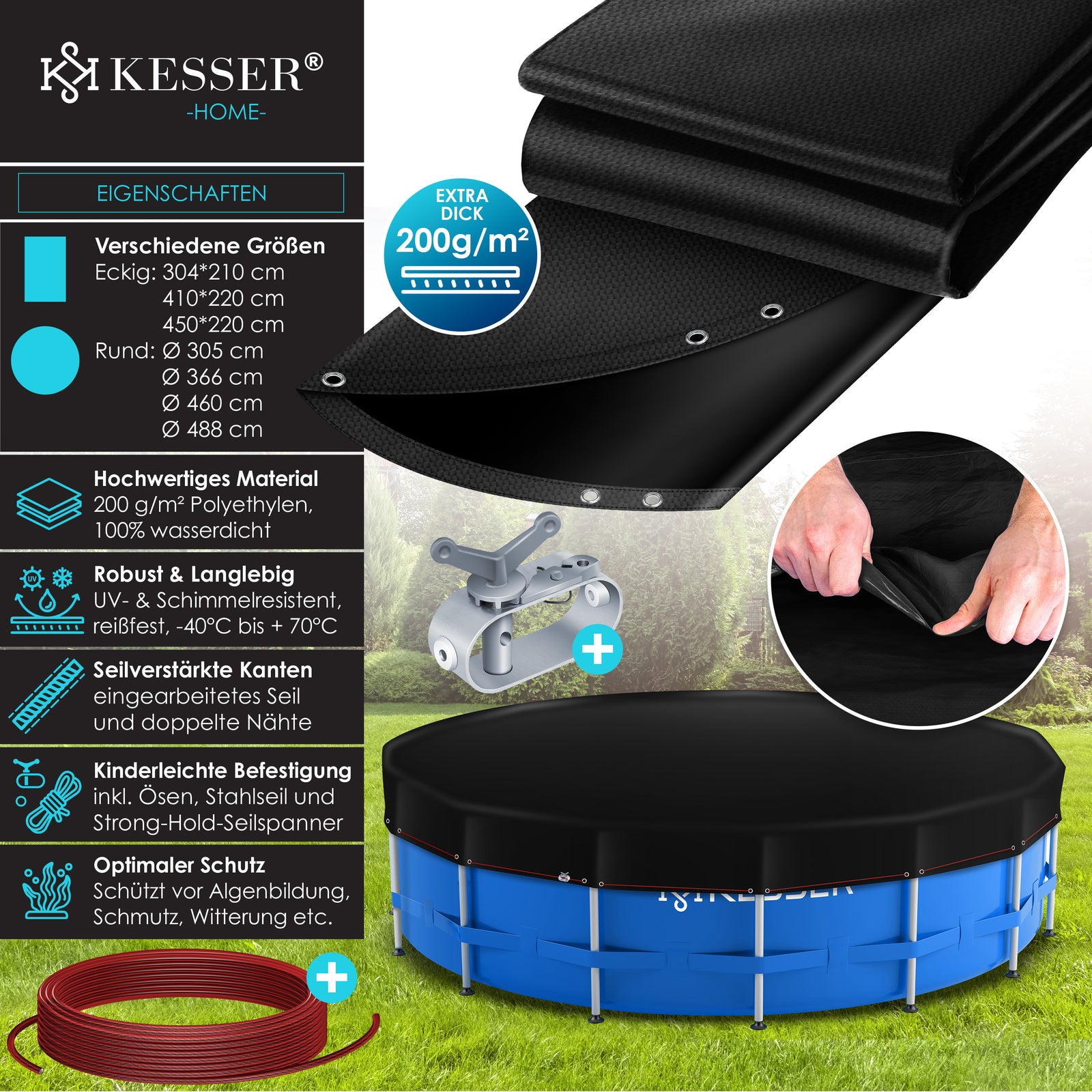 KESSER® Solar Poolabdeckung Pool Abdeckplane Abdeckung Solar Plane Solarfolie