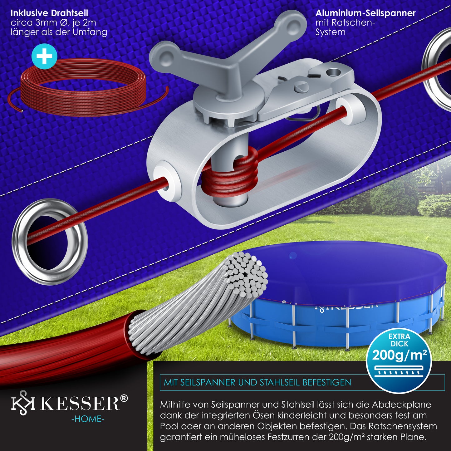KESSER® Solar Poolabdeckung Pool Abdeckplane Abdeckung Solar Plane Solarfolie